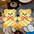 Twin Bears – Side‑by‑Side Checkered Pixel Perler Art