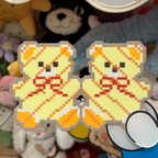 Twin Bears – Side‑by‑Side Checkered Pixel Perler Art