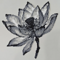 Ink Wash Lotus – Monochrome Greyscale Perler Bead Art