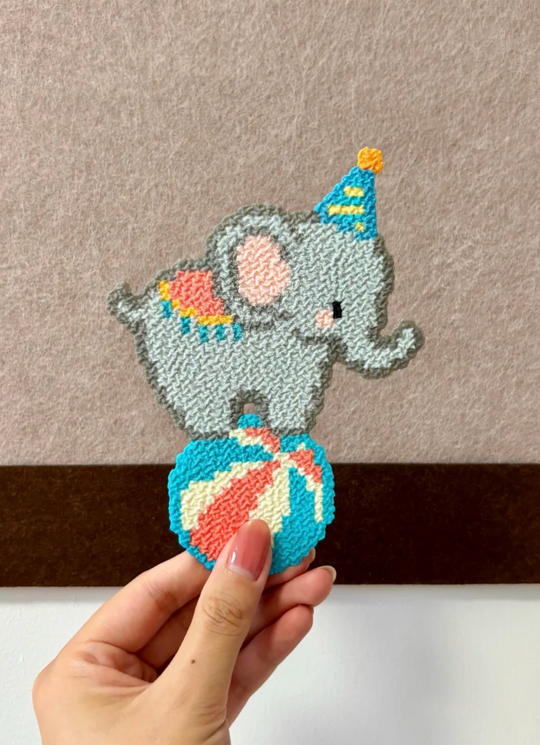 Circus Balancing Elephant Perler Bead Coaster | Carnival Animal Backpack Charm & Magnet
