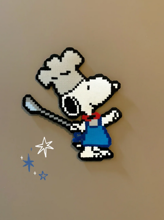 Chef Snoopy Pixel Perler Bead Charm | Cute Peanuts Kitchen Decor & Bag Accessory