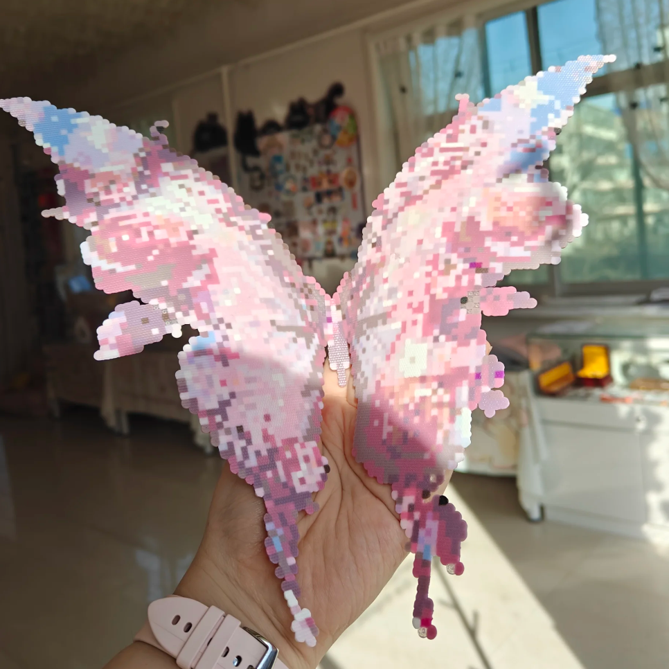 Dreamy Butterfly Wings – 3D Opening Gradient Pink Perler Bead Art