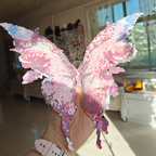 Dreamy Butterfly Wings – 3D Opening Gradient Pink Perler Bead Art