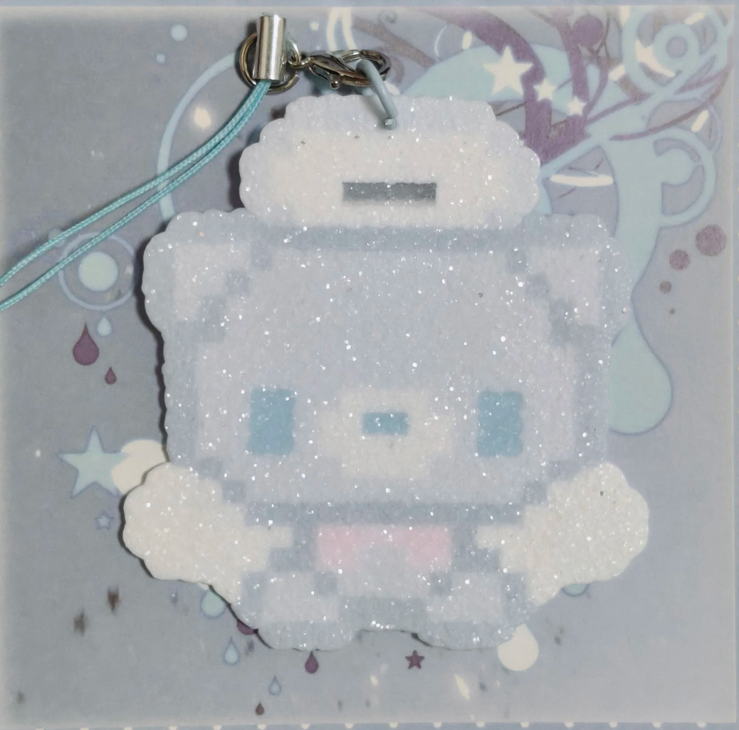 Glitter Chef Cinnamoroll Perler Bead Keychain Charm with Lanyard