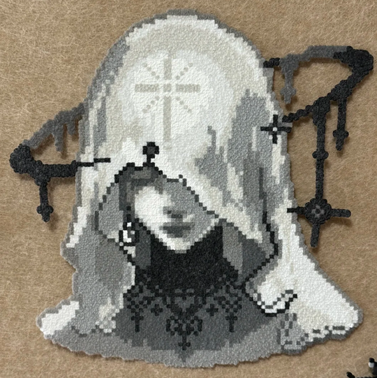 Dark Gothic Nun – Monochrome Perler Bead Art