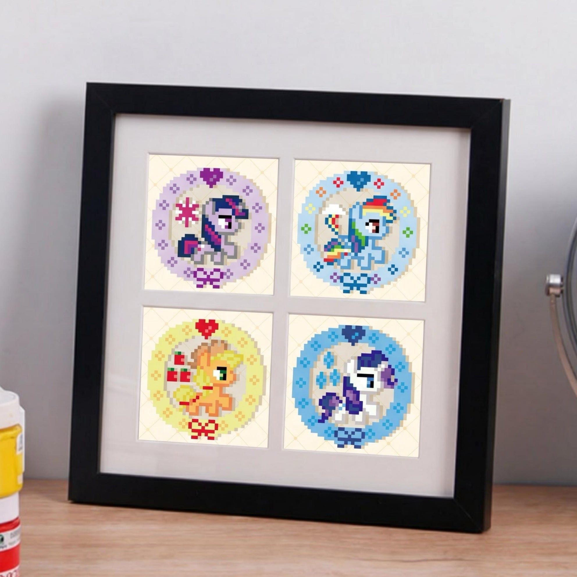 4‑Grid Perler Bead Art Frame – Fits 14×14cm Artwork – Outer Size 23.5×23.5cm