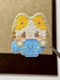 Fluffy Cub Pixel Charm – Cream Outline & Blue Gradient Body – Soft Plush Decor