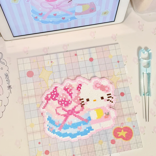 Pink & Blue Layered Cake – Strawberry & Bow – Pixel Perler Art