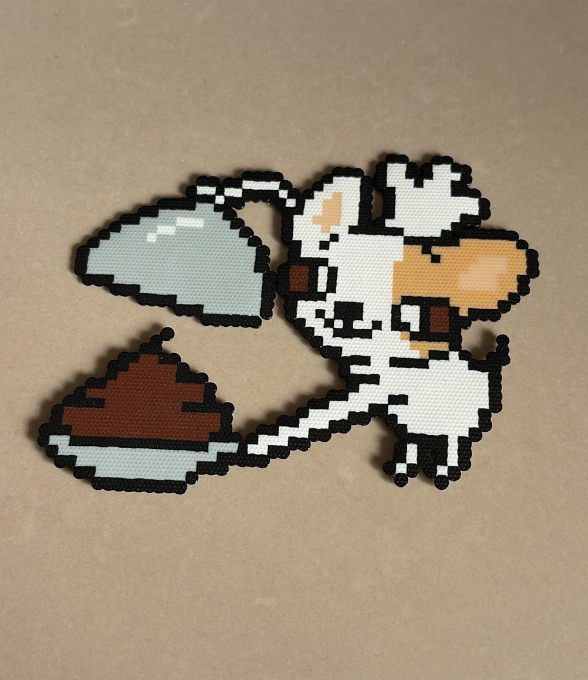 Funny Chef Dog Dessert Perler Bead Set, Handmade Pixel Decor