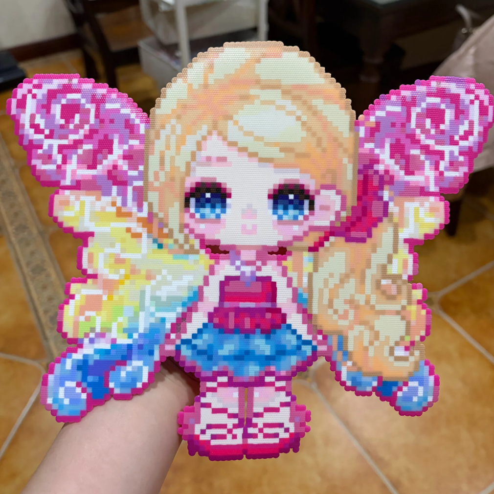 Rainbow Butterfly Girl – Fairycore Perler Bead Art