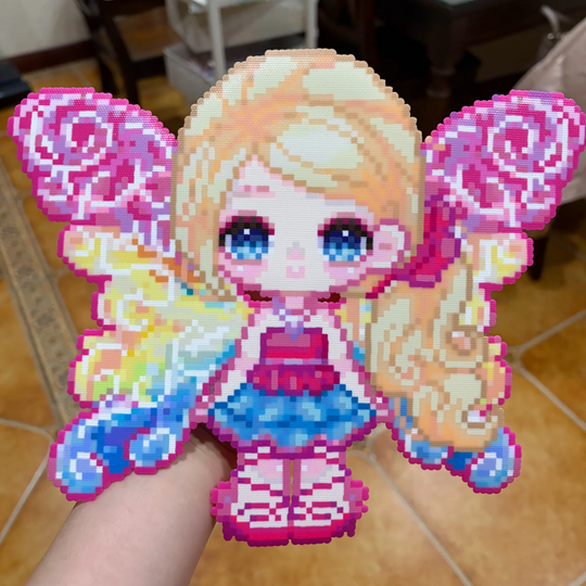 Rainbow Butterfly Girl – Fairycore Perler Bead Art