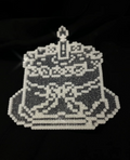 Birthday Cake Pixel Charm – Black & White Glitter – Celebratory Decor
