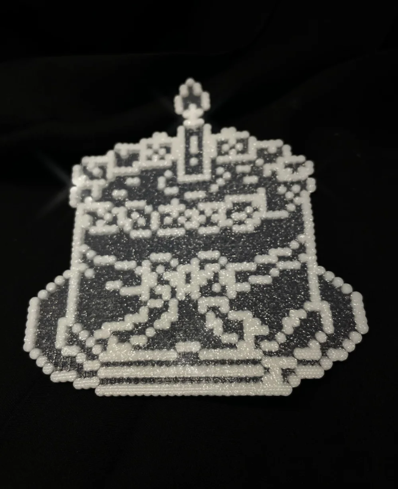 Birthday Cake Pixel Charm – Black & White Glitter – Celebratory Decor