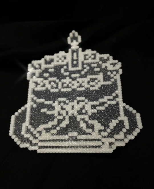 Birthday Cake Pixel Charm – Black & White Glitter – Celebratory Decor