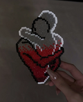 Broken Bleeding Heart Pixel Charm – Glitter Grey & Bright Red – Gothic Dark Decor