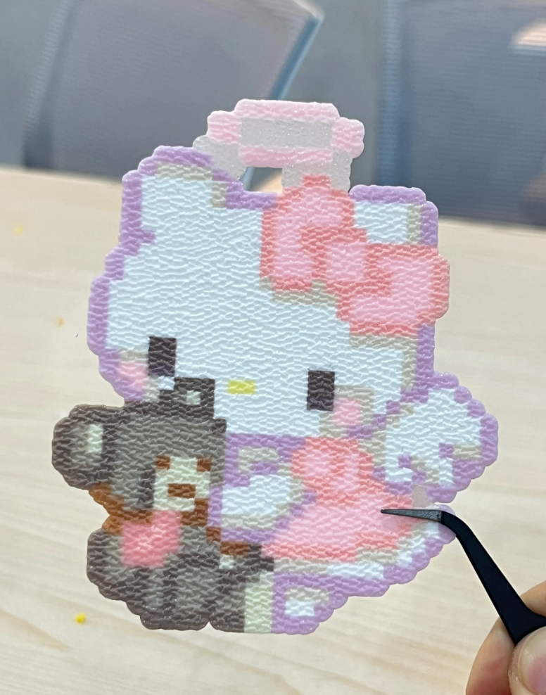 Hello Kitty with Bear Plush – Matte Pastel Pixel Charm – Soft Sweet Decor