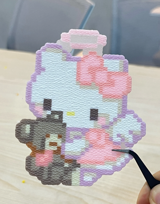 Hello Kitty with Bear Plush – Matte Pastel Pixel Charm – Soft Sweet Decor