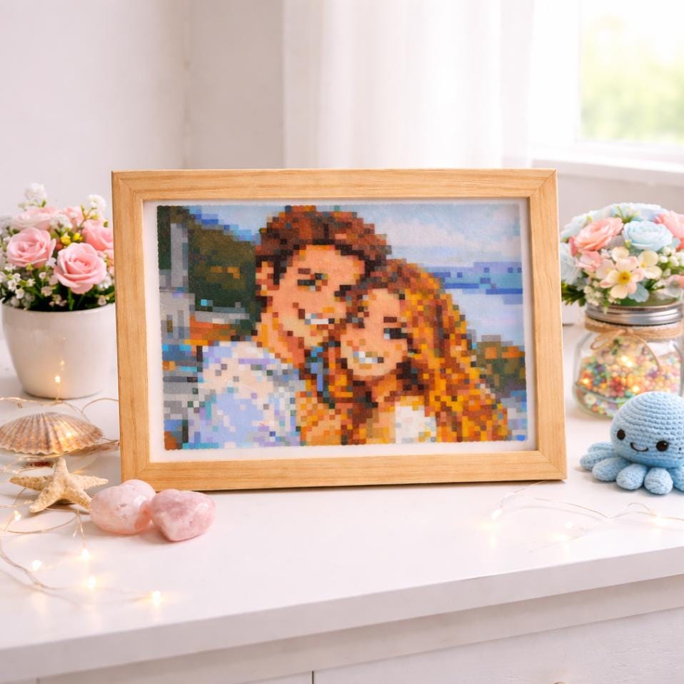 Custom Perler Bead Portrait, Handmade Pixel Art Keepsake, Photo Mosaic Decor